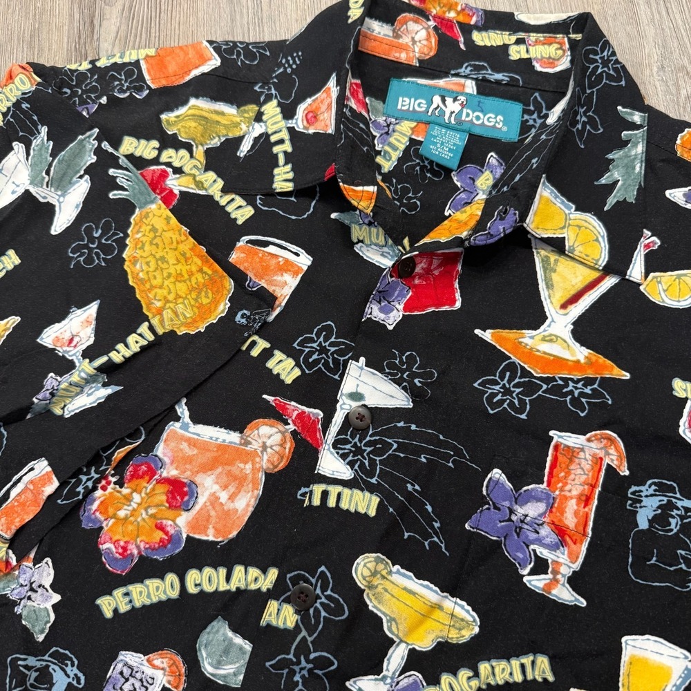Big Dogs Mens S/M Cocktail Drink Hawaiian Shirt